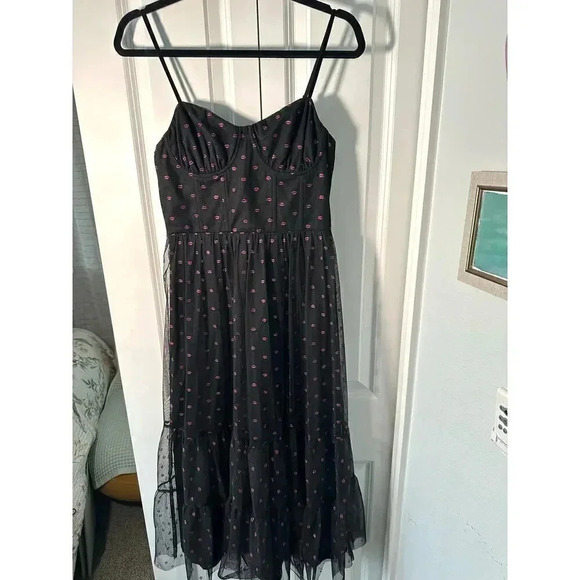 NWTBetsey Johnson Women's Foil Lips Midi DressRomanticWhimisical